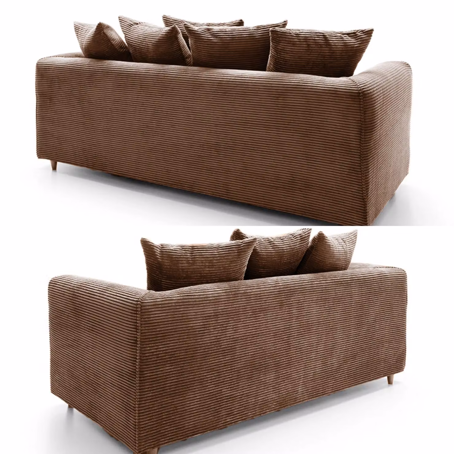 SquareBoxx Lennox 3+2 Sofa Set in Brown Cord Upholstery – 3