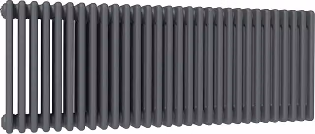Lux Heat Anthracite Grey Horizontal 4-Column Traditional Steel Radiator, W: 137.0 cm, H: 50.0 cm, D: 16.0 cm