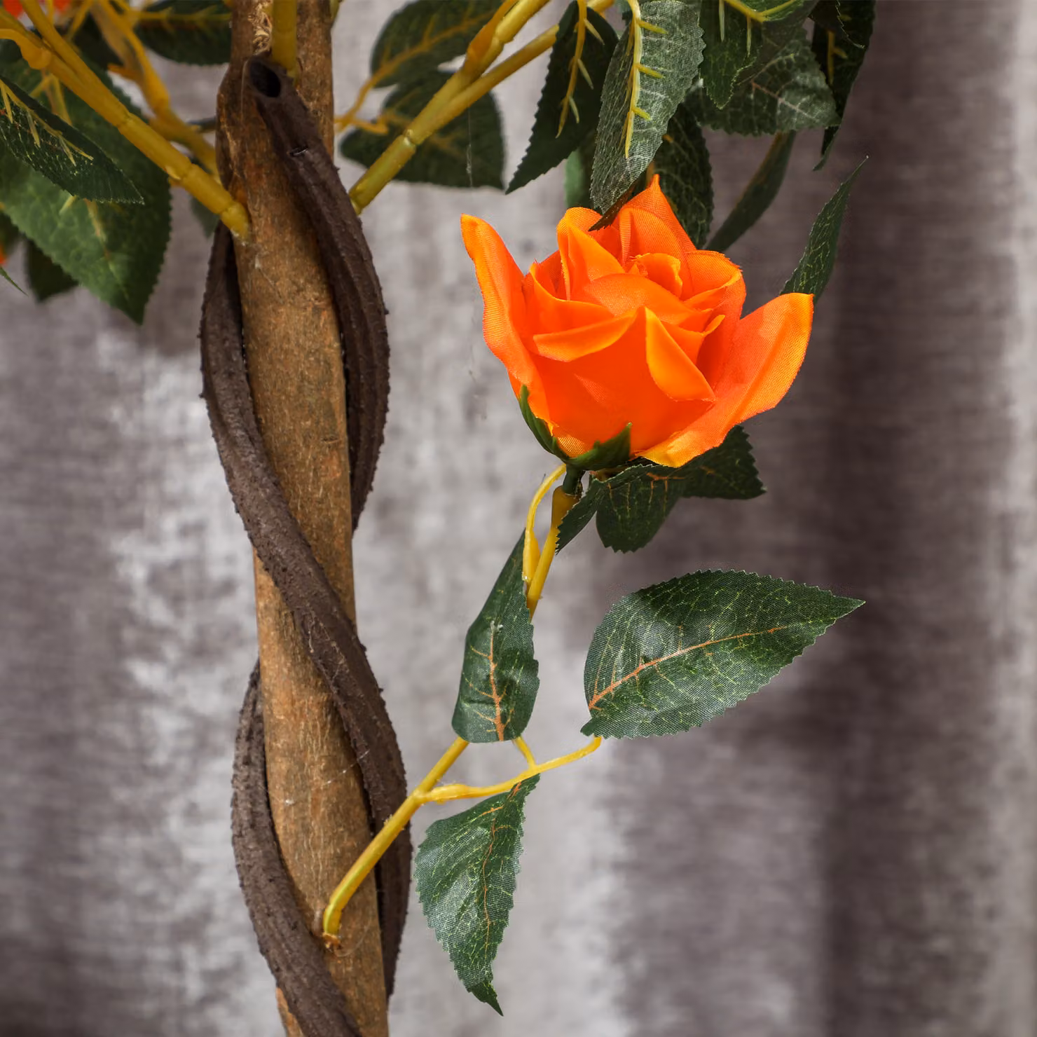 Outsunny Set of 2 Artificial White Rose Floral Plants in Orange Pots, Height: 90 cm – 7