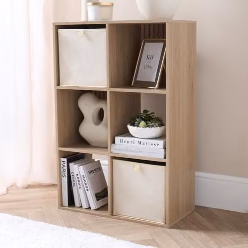 OHS Set of 2 Foldable Matte Velvet Storage Boxes in Beige, W/D/H: 27.0 x 27.0 x 39.3 cm – 3