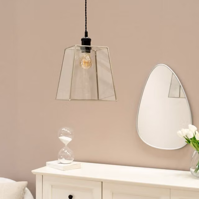 ValueLights Pair of Susie Glass Lantern Light Shades in Chrome