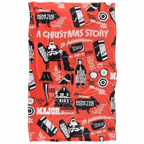 Warner Bros. A Christmas Story Icon Collage Super Soft Fleece Throw Blanket, Multicolour, W/D/H: 91 x 147 cm – 1