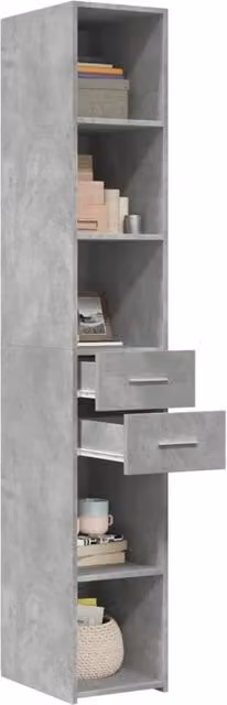 Berkfield Home Modern Highboard in Grey MDF, W/D/H: 30 x 42.5 x 185 cm
