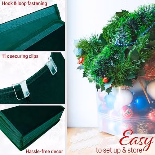 Deco Express Green Velvet Christmas Tree Skirt, Round Textile Base Cover, Top Diameter: 38 cm, Base Diameter: 65 cm – 4