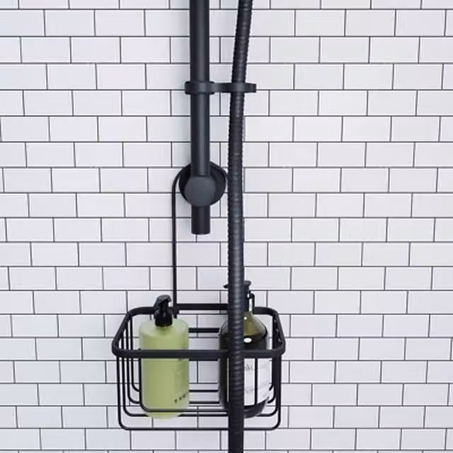 NESTLUNE Black Rustproof Metal Hook Over Shower Caddy for Riser Rail – 1