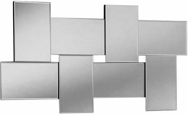 Yearn Mirrors Statement Bevelled Rectangular Wall Mirror in Black, W: 139 cm, H: 76 cm
