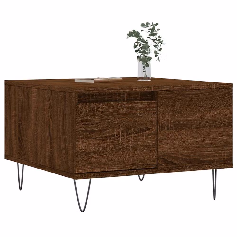 Berkfield Home Modern Square Coffee Table in Brown Oak, W: 55 cm, D: 55 cm, H: 36.5 cm – 3