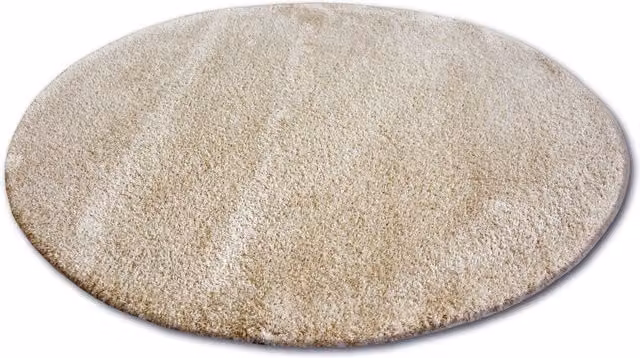 RugsX Round Micro Shaggy Beige Polyester Rug, Diameter: 100 cm – 1