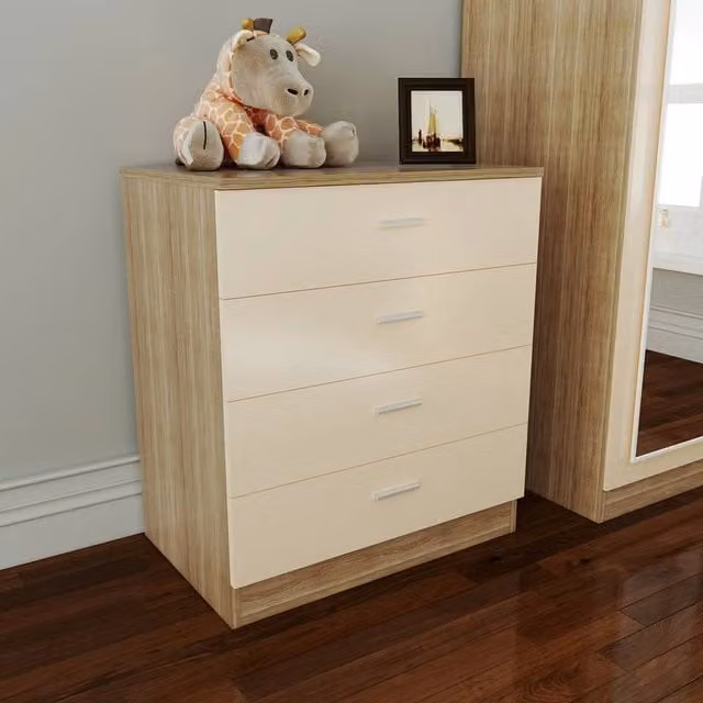 ERGOVEXA 4 Drawer Chest of Drawers in Oak and Beige