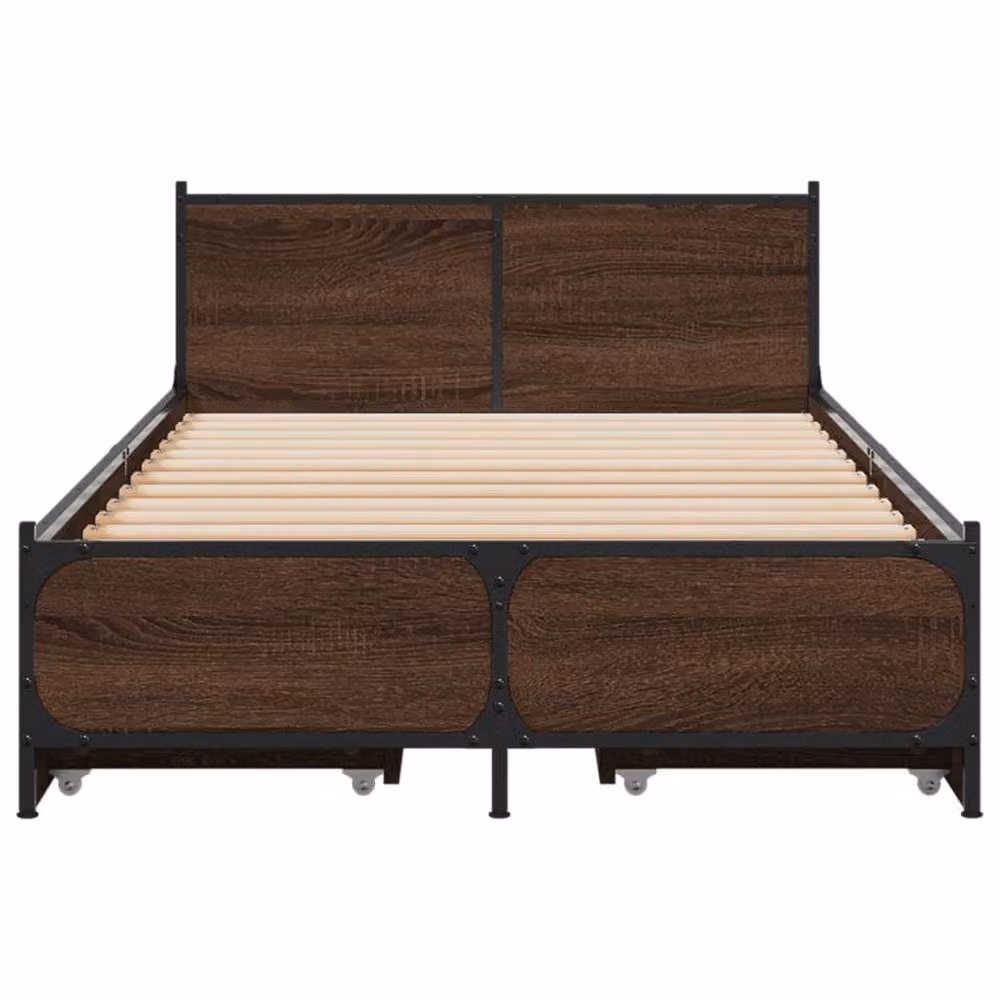 Berkfield Home Durable Small Single Bed Frame with Drawers in Brown Oak – 4