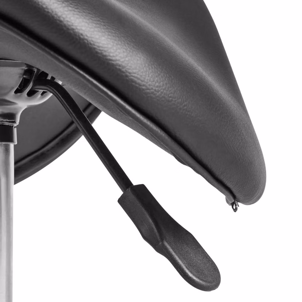 Wyld and Coco Ergonomic Saddle Stool in Black Faux Leather with Metal Frame and Castors – 3
