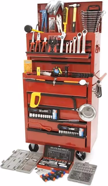 Hilka Heavy Duty Rollable Tool Chest Cabinet, Red