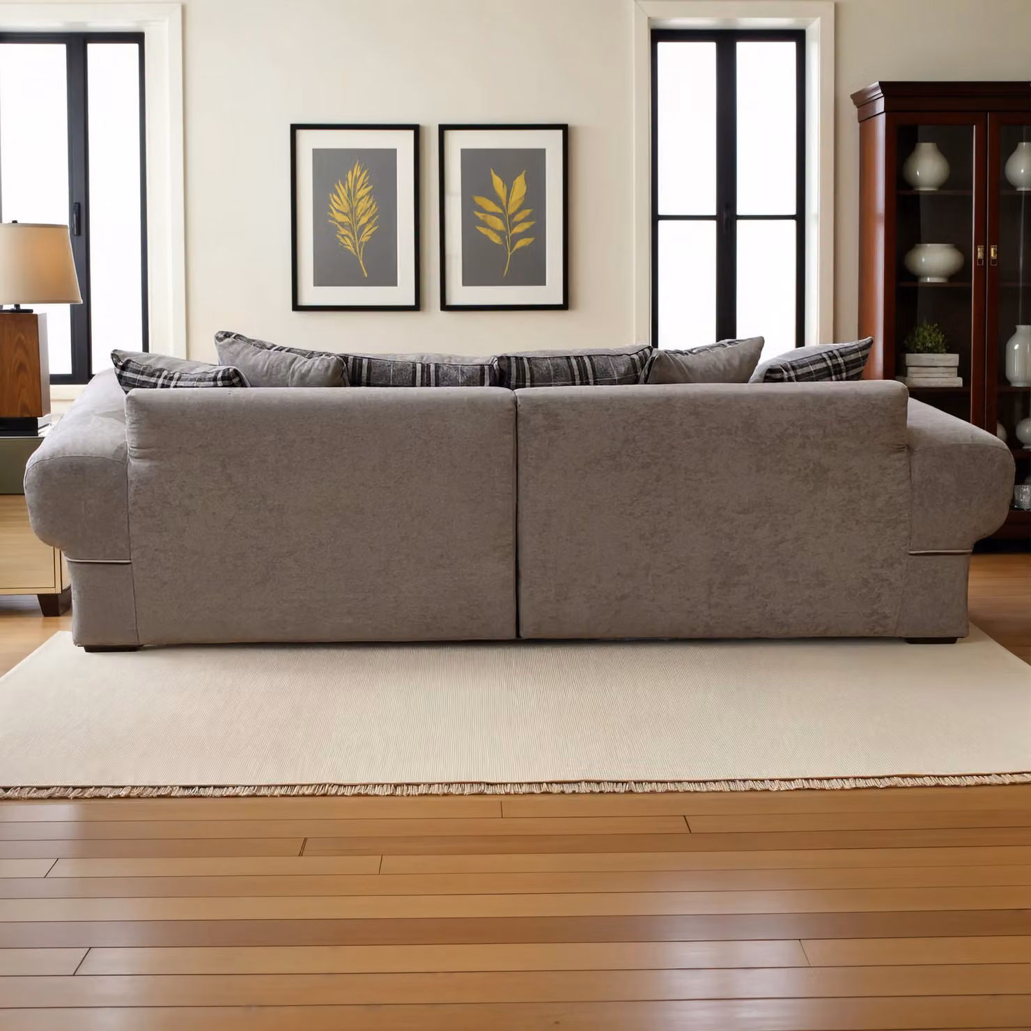 Abakus Direct Verona 4 Seater Linen Upholstered Sofa in Grey – 6