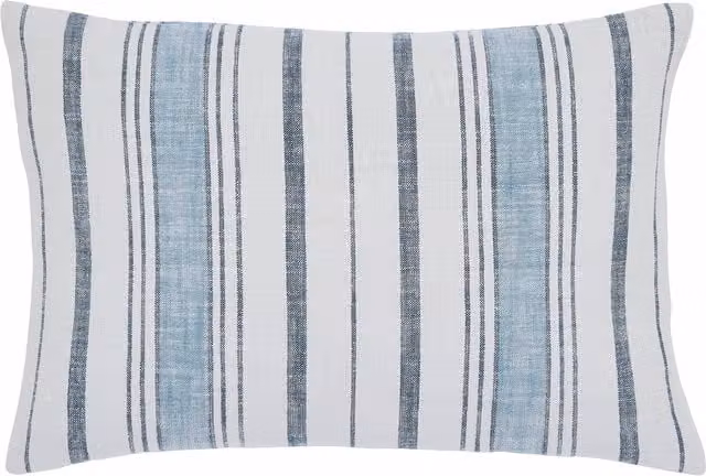 Murmur Finn Striped Rectangular Cotton Cushion in Blue, W: 60 cm, H: 40 cm, D: 40 cm