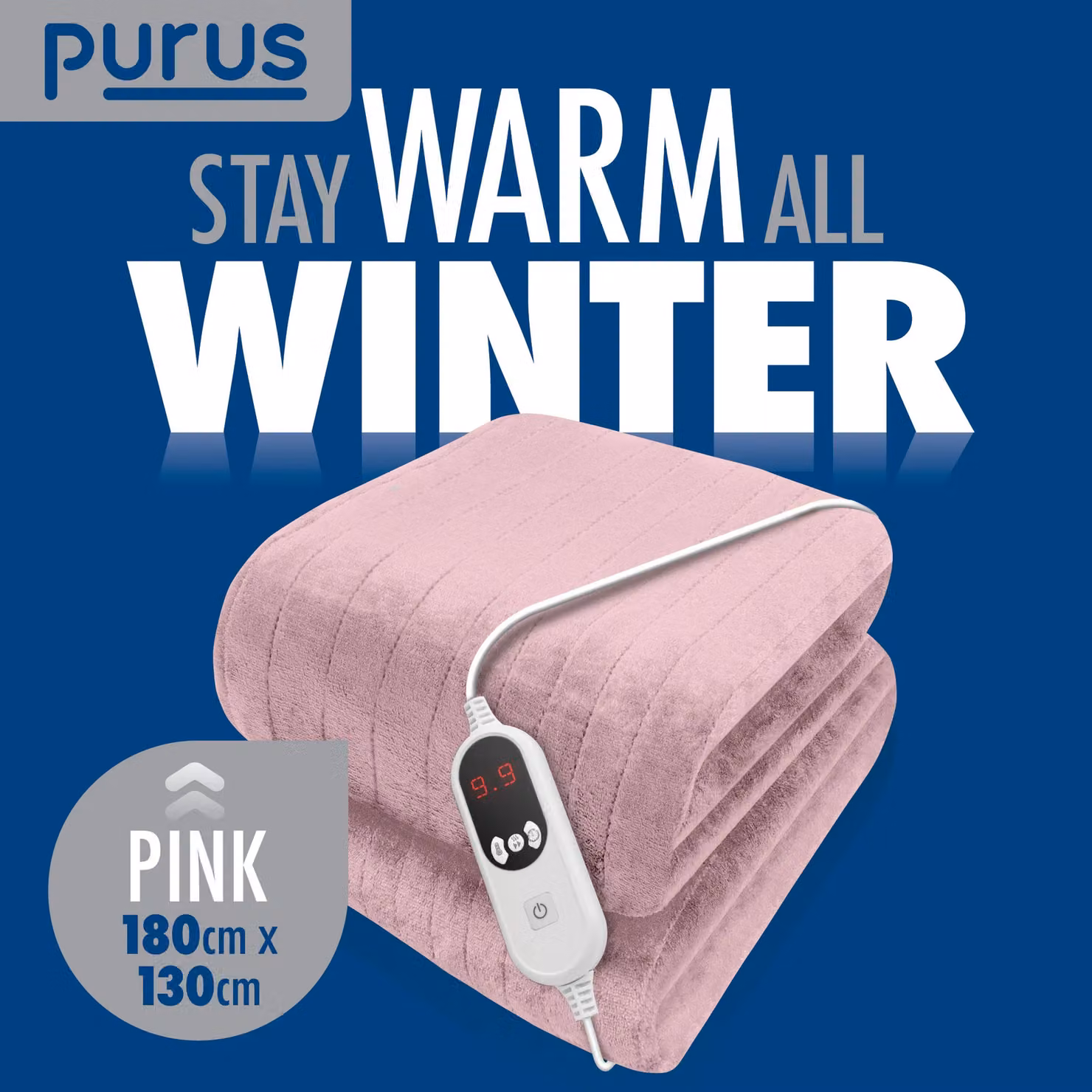 Purus Deluxe Pink XL Electric Heated Throw Blanket with Soft Fleece, Variable Heat and Timer Settings – 7