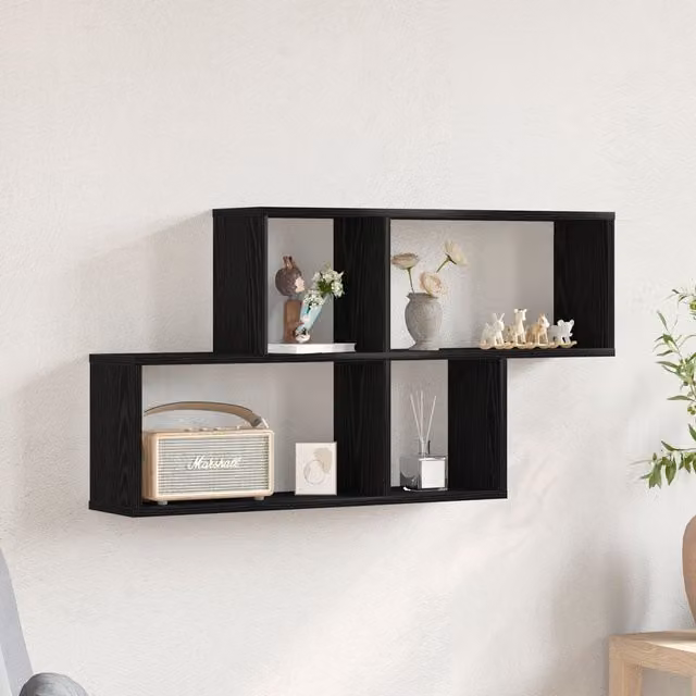 Berkfield Home Black Oak Wall Cabinet, W: 76 cm, D: 15 cm, H: 53 cm