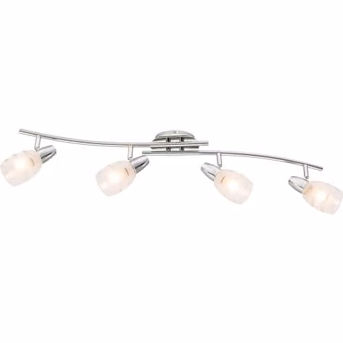 Globo Lighting Roy Modern Ceiling Spotlight Bar in Chrome and Grey with Glass Shades and 4x E14 Sockets – 1