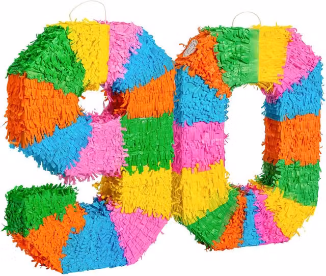 Fax Potato 90th Birthday Piñata Set with Stick and Blindfold in Multicolour – 6