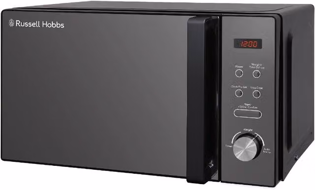Russell Hobbs Black Digital Solo Microwave 20 Litre 800W with Timer, Automatic Programs and Child Lock – 9