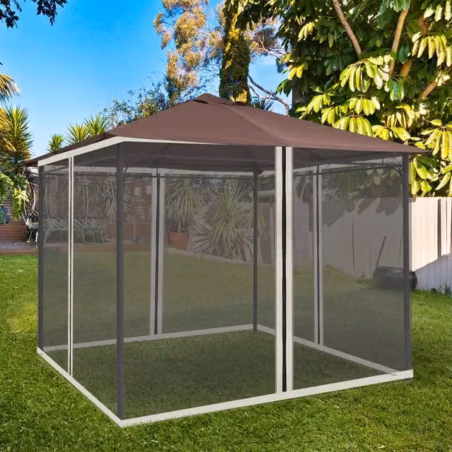 Outsunny Replacement Polyester Mesh Netting Screen Walls in White