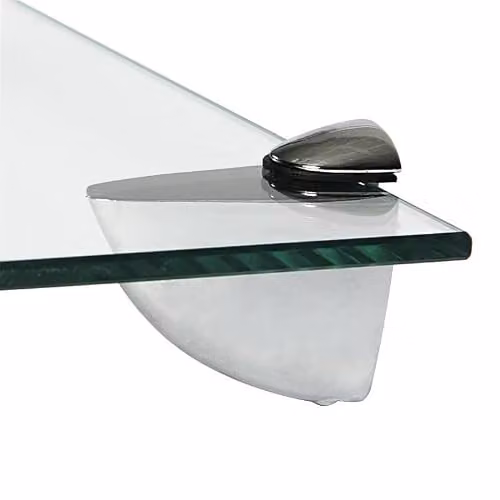 Harbour Housewares Wall-Mounted Straight Glass Bathroom Shelf in Transparent and Silver, W: 60 cm, D: 13 cm – 2