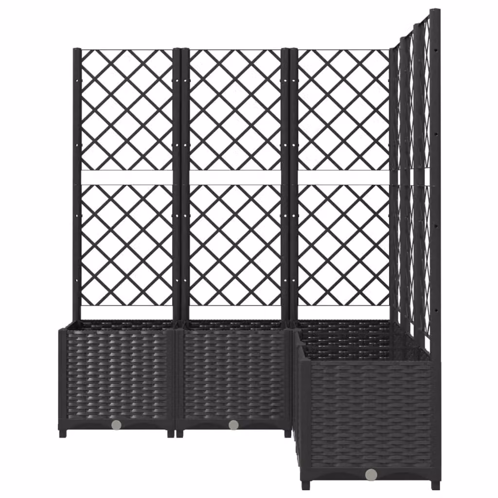 Berkfield Home Garden Planter with Trellis in Black, W/D/H: 120 x 120 x 136 cm – 3