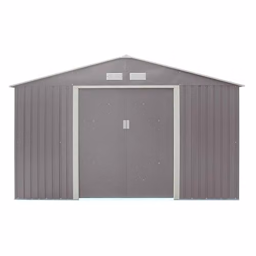 Rowlinson Trentvale 10x12 Metal Apex Shed in Light Grey – 3