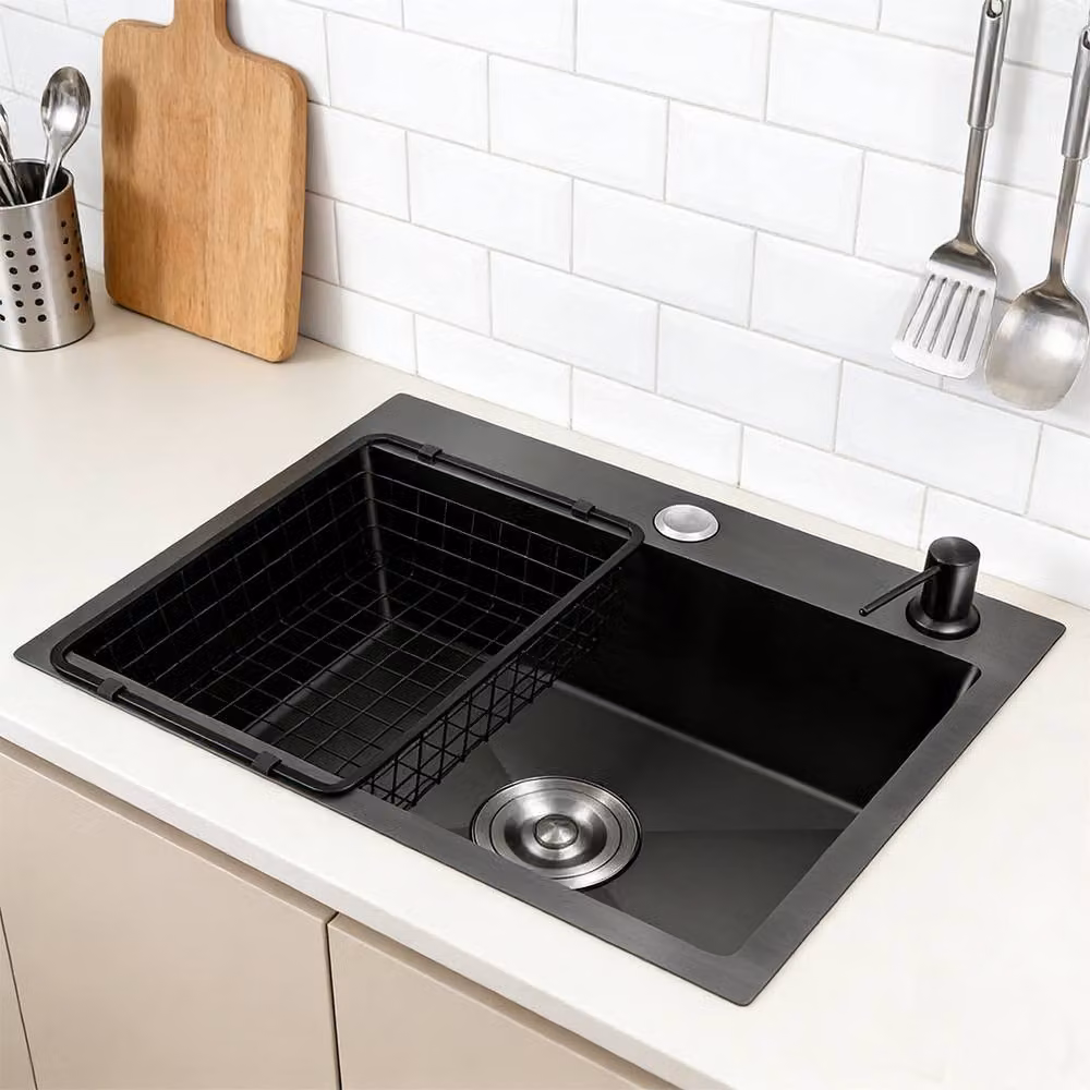 Ventryn Black Stainless Steel Single Bowl Undermount Kitchen Sink – 4