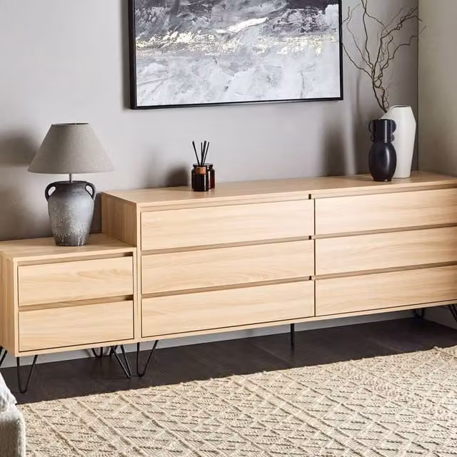 Wyld and Coco 6-Drawer Chest, Brown, W: 160 cm, D: 40 cm