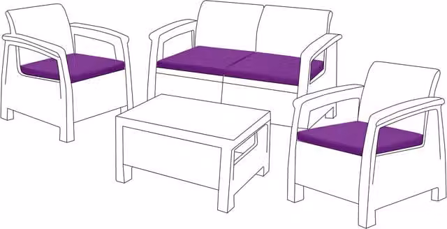 Keter 4 Piece Rattan Garden Furniture Replacement Cushion Set in Purple
