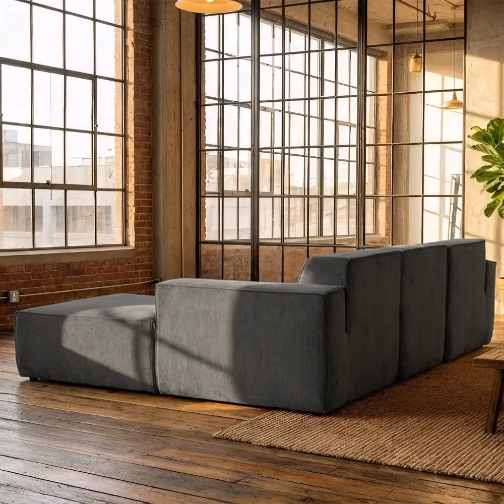 Furniture Maxi Hugspacee 3 Seater Corduroy Sofa with Matching Ottoman in Grey – 3