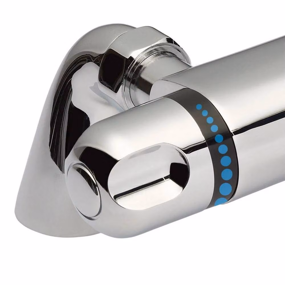 FLAVORA Nuie Thermostatic Bath Shower Mixer Tap, Single Lever, Chrome Silver – 3