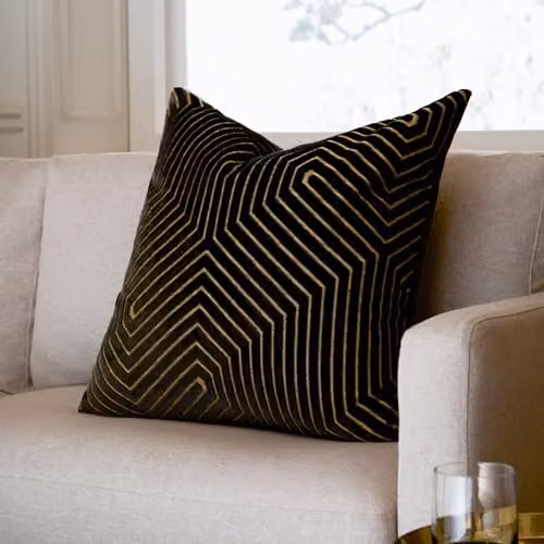 Paoletti Evoke Velvet Square Cushion in Black and Gold, W/D/H: 45 x 45 x 45 cm – 5
