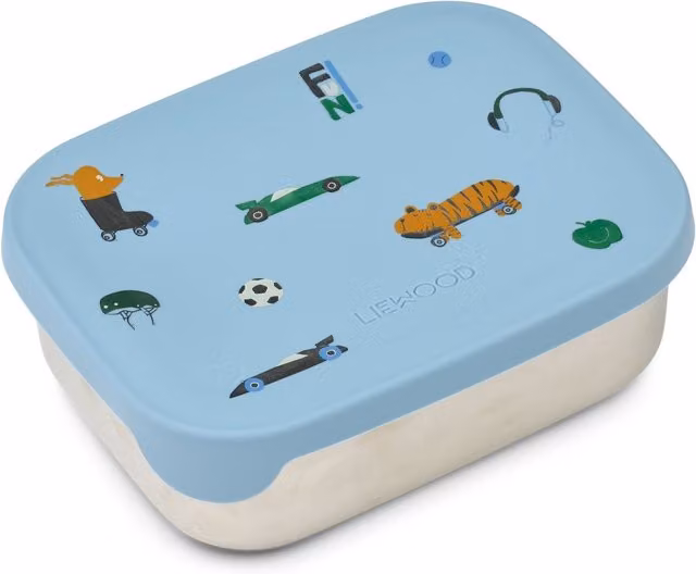 Liewood Arthur Printed Lunchbox with Dividers in Beach Blue – 1