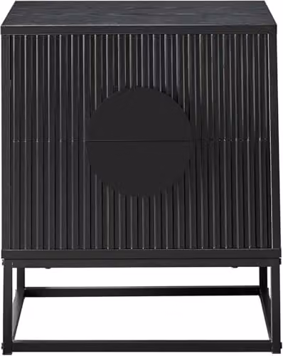 MMT Furniture Designs Ltd Set of 2 Black Fluted Bedside Tables – 4