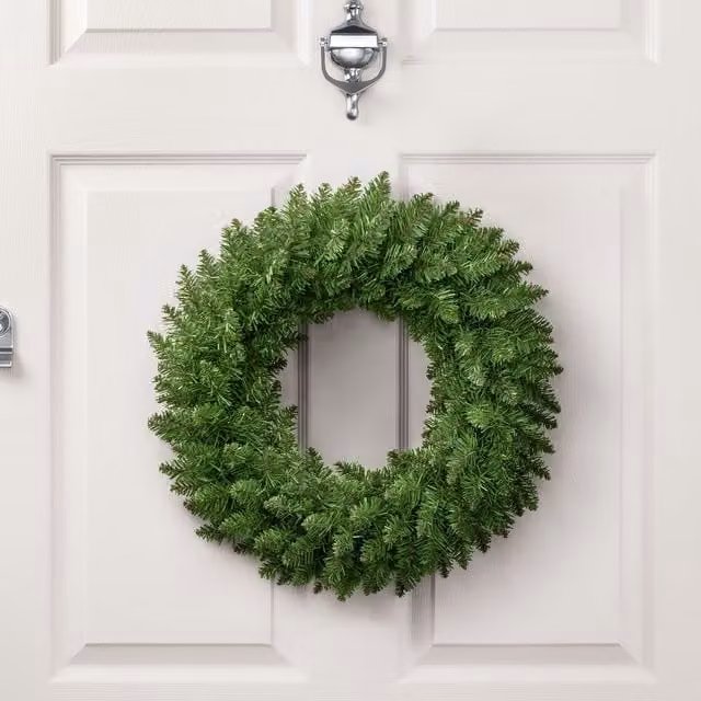 Christow Artificial Plain Xmas Spruce Wreath Front Door Decoration, Green, Diameter: 60 cm