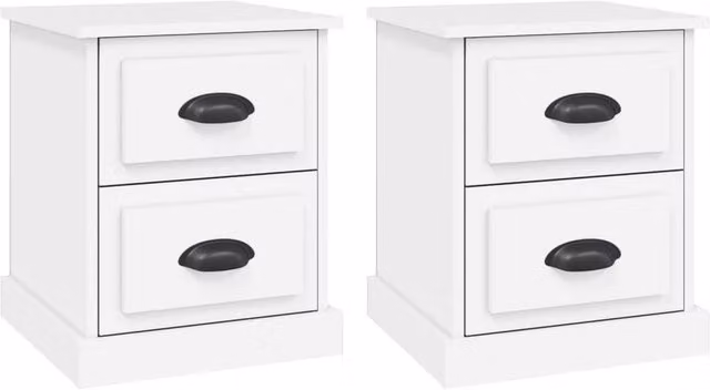 Berkfield Home Set of 2 White Modern Bedside Cabinets, W/D/H: 39 x 39 x 47.5 cm – 1