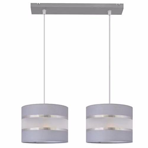 Netlighting Helam Helen Straight Bar Pendant Ceiling Light in Grey and Silver, 45 cm