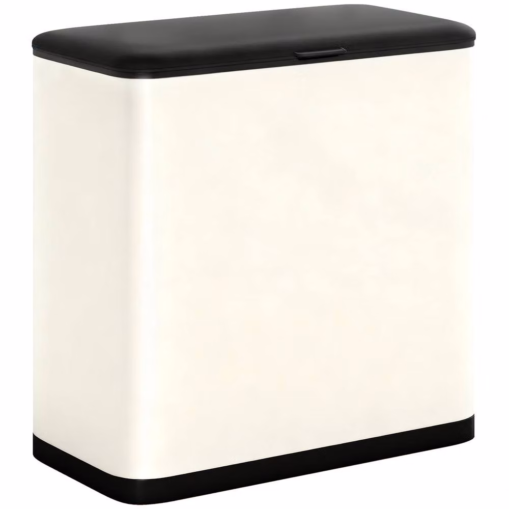 STILVORA 8 L Wall Mounted Stainless Steel Kitchen Bin with Lid and Removable Inner Bucket in Beige – 2