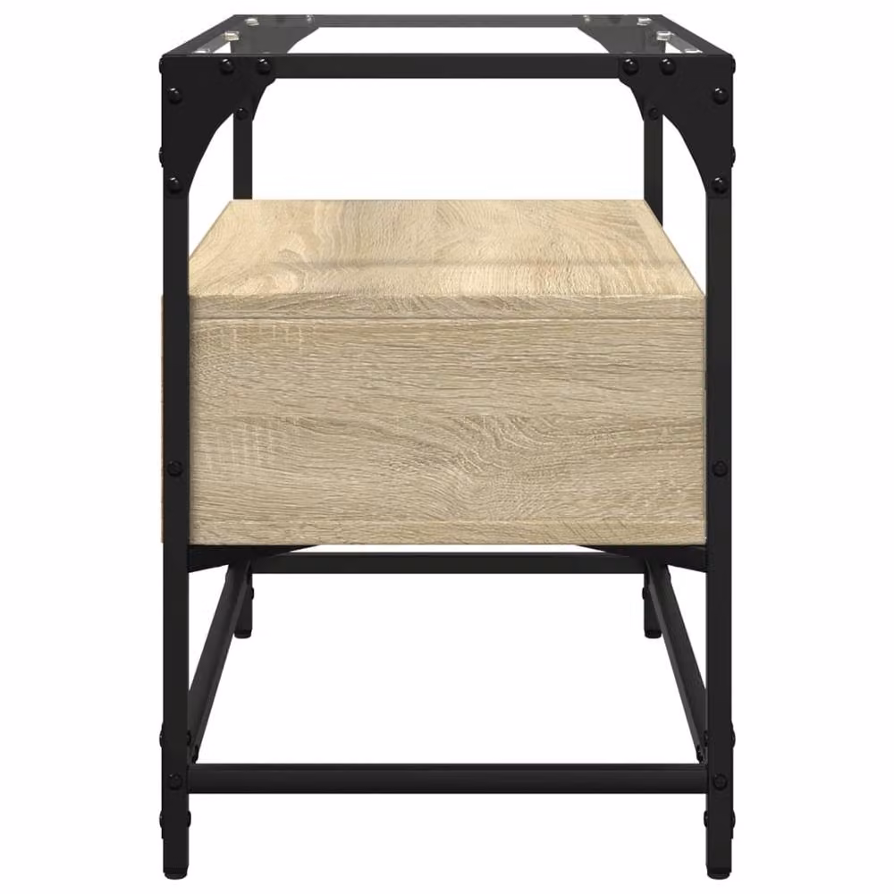 Berkfield Home Industrial TV Cabinet with Glass Top in Sonoma Oak, W/D/H: 60 x 35 x 51 cm – 4