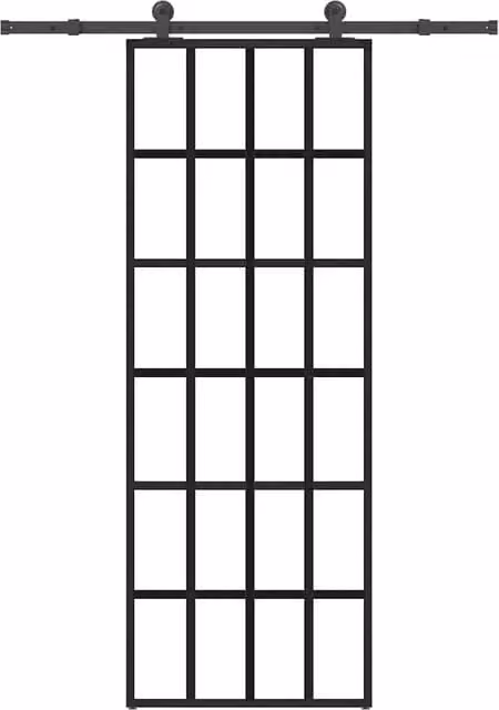 Berkfield Home Modern Sliding Door with Hardware Set in Black, ESG Glass and Aluminium, W: 76 cm, H: 205 cm
