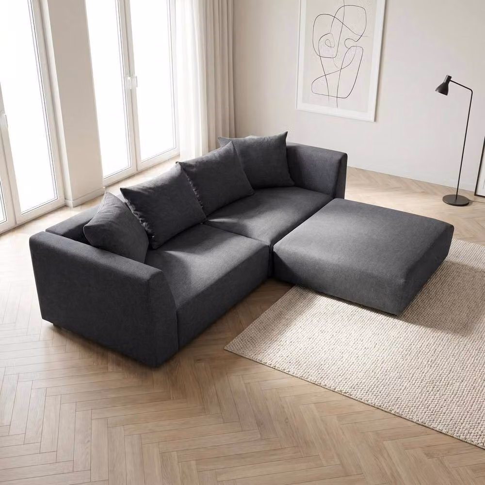Abakus Direct Tokyo Reversible L-Shape Corner Sofa in Anthracite Grey Fabric with Scatter Cushions – 4