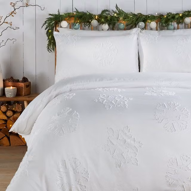 Snow Crystal Tufted Duvet Cover Set, King Size, White, 180 x 200 cm