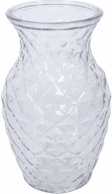 Kingsbury Gifts Textured Sweetheart Geometric Glass Vase in Clear