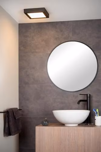 Lucide Brice Square LED Dimmable Flush Ceiling Light for Bathrooms, Black – 3