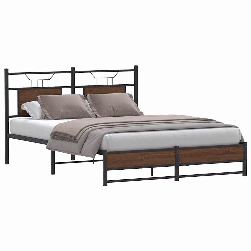 Berkfield Home Decorative Bed Frame in Brown Oak with Drawers, W/D/H: 140 x 190 x 91.5 cm – 2