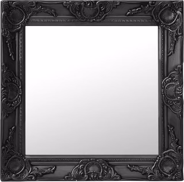 Berkfield Home Antique Baroque Style Square Wall Mirror, Black, W/H: 50 x 50 cm