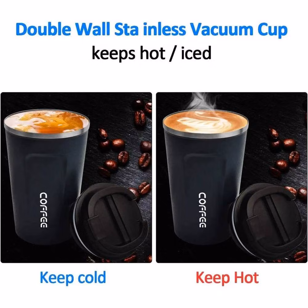 Pawnora Blue Double Walled Stainless Steel Insulated Coffee Mug with Lid, 380 ml – 4