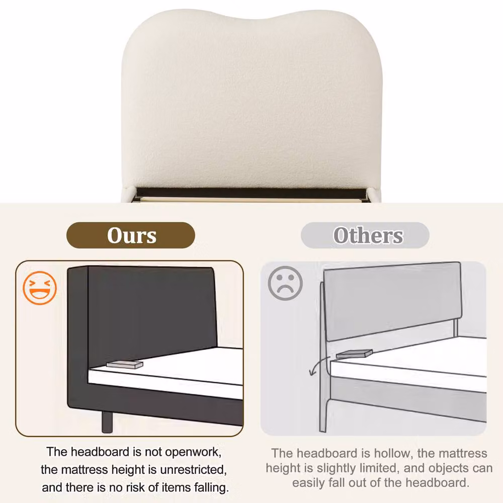 Matteo Beige Bouclé Single Upholstered Childrens Bed with Hydraulic Storage W/D/H: 90 x 190 cm – 3