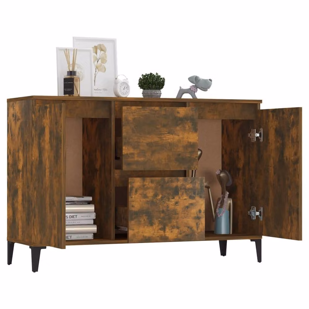 Berkfield Home Smoked Oak Sideboard in Brown, W/D/H: 104 x 35 x 70 cm – 5